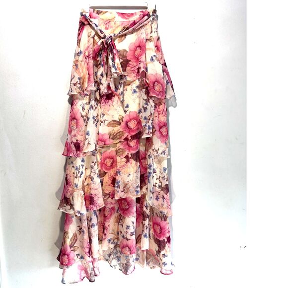 ASOS Dresses & Skirts - Asos luxe maxi skirt tiered ruffle spring summer floral fairy romantic women 12